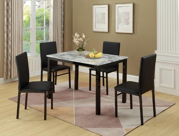 Aiden Black/White 5-Piece Dining Set - Lara Furniture
