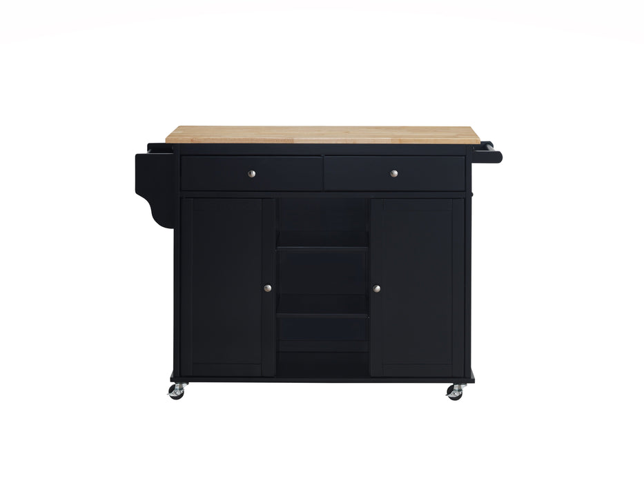 Grady Black/Light Brown Kitchen Cart - Lara Furniture
