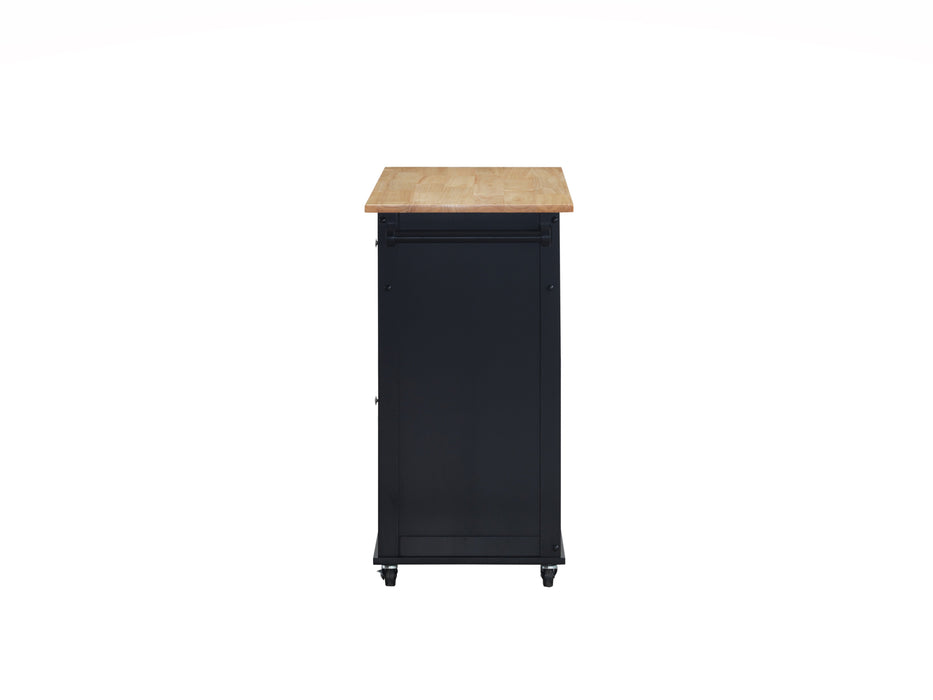 Grady Black/Light Brown Kitchen Cart - Lara Furniture