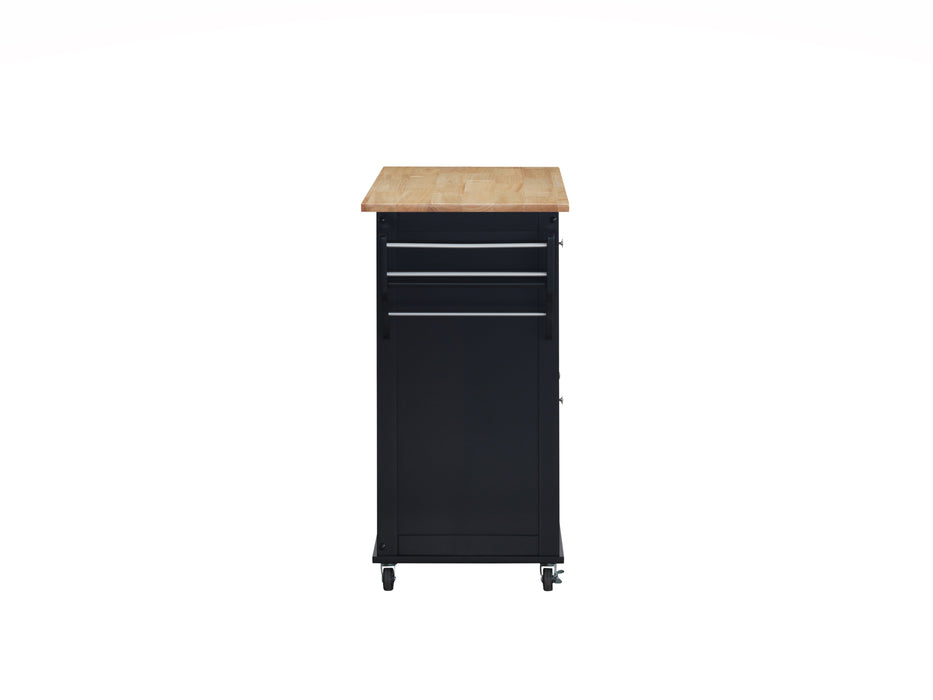 Grady Black/Light Brown Kitchen Cart - Lara Furniture