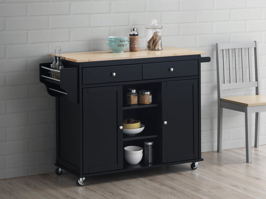 Grady Black/Light Brown Kitchen Cart - Lara Furniture