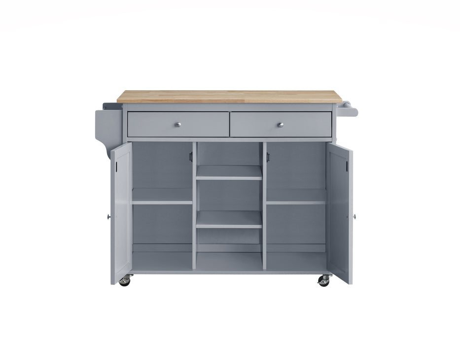 Grady Gray/Light Brown Kitchen Cart - Lara Furniture