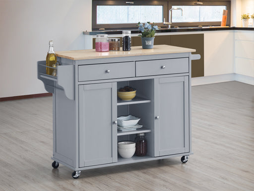Grady Gray/Light Brown Kitchen Cart - Lara Furniture