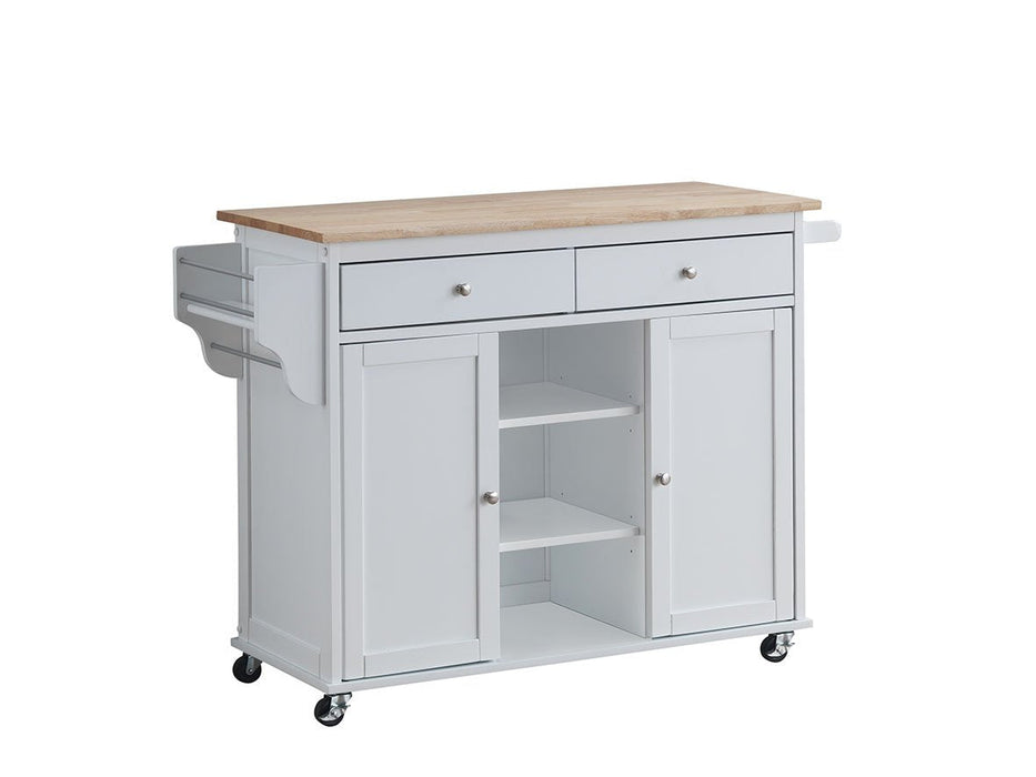 Grady White/Light Brown Kitchen Cart - Lara Furniture