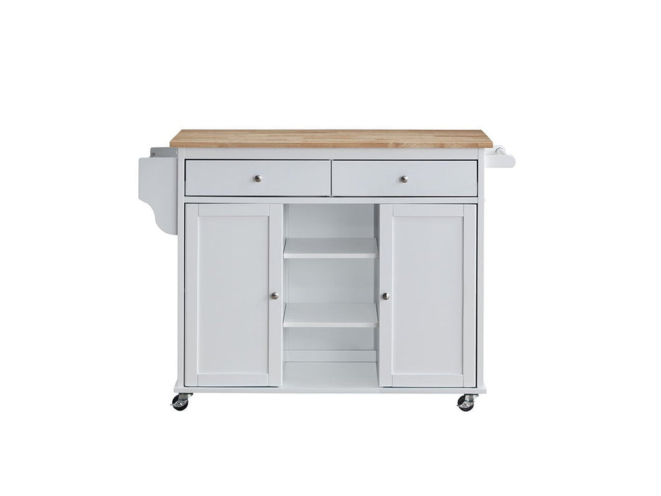 Grady White/Light Brown Kitchen Cart - Lara Furniture