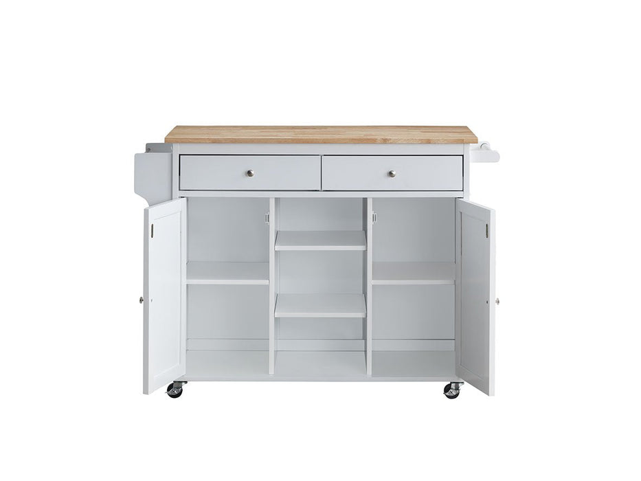 Grady White/Light Brown Kitchen Cart - Lara Furniture