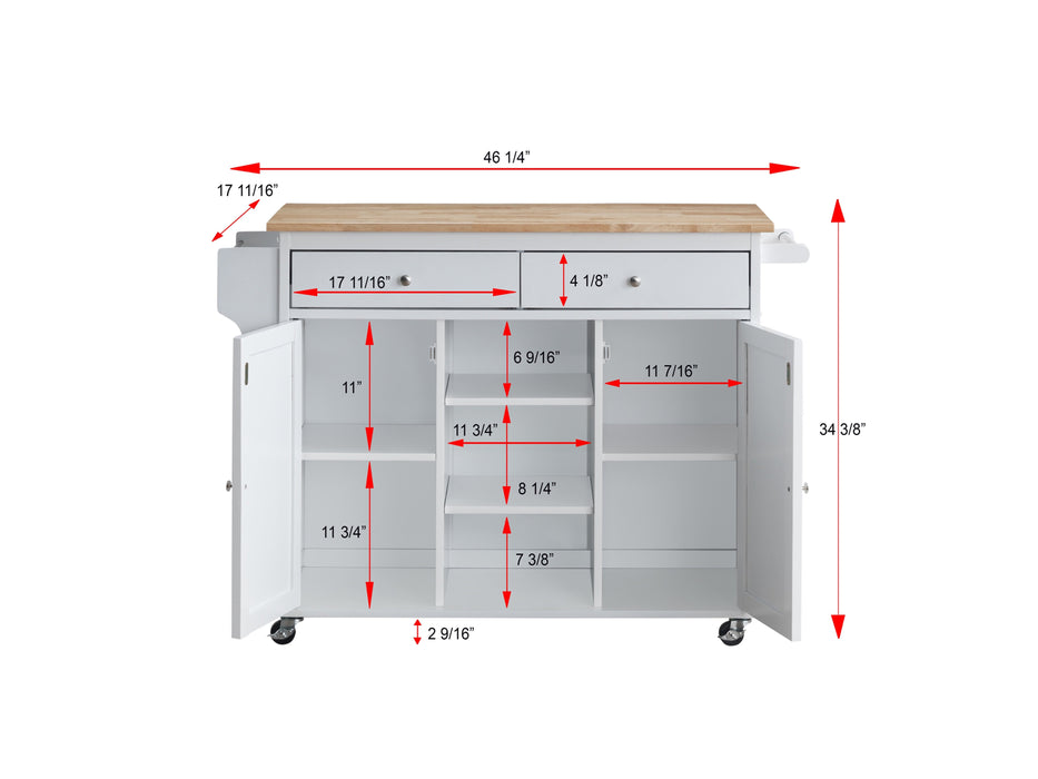 Grady White/Light Brown Kitchen Cart - Lara Furniture
