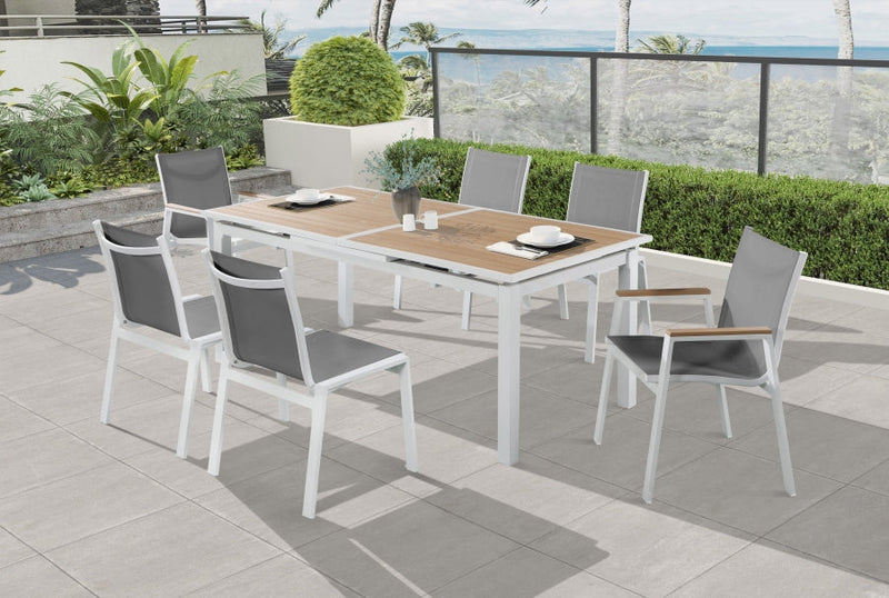 [HOT DEAL] Nizuc Mesh / Aluminum / Polywood Grey Outdoor Patio Aluminum Mesh Dining Arm Chair (Set of 2)