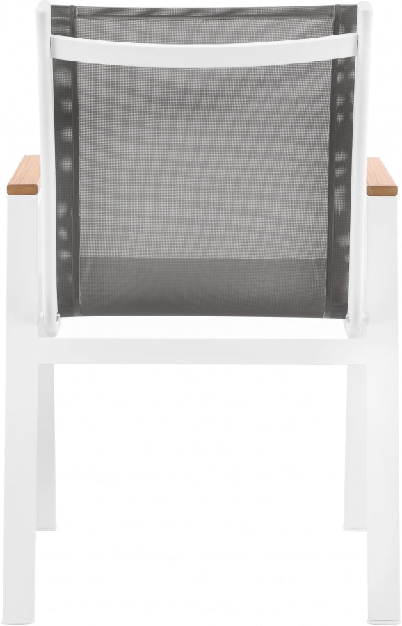 [HOT DEAL] Nizuc Mesh / Aluminum / Polywood Grey Outdoor Patio Aluminum Mesh Dining Arm Chair (Set of 2)