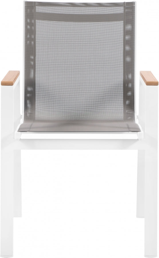 [HOT DEAL] Nizuc Mesh / Aluminum / Polywood Grey Outdoor Patio Aluminum Mesh Dining Arm Chair (Set of 2)