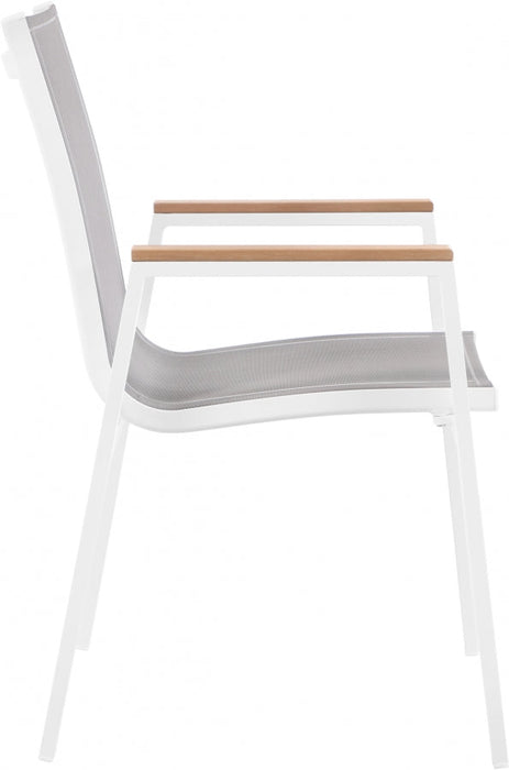 [HOT DEAL] Nizuc Mesh / Aluminum / Polywood Grey Outdoor Patio Aluminum Mesh Dining Arm Chair (Set of 2)