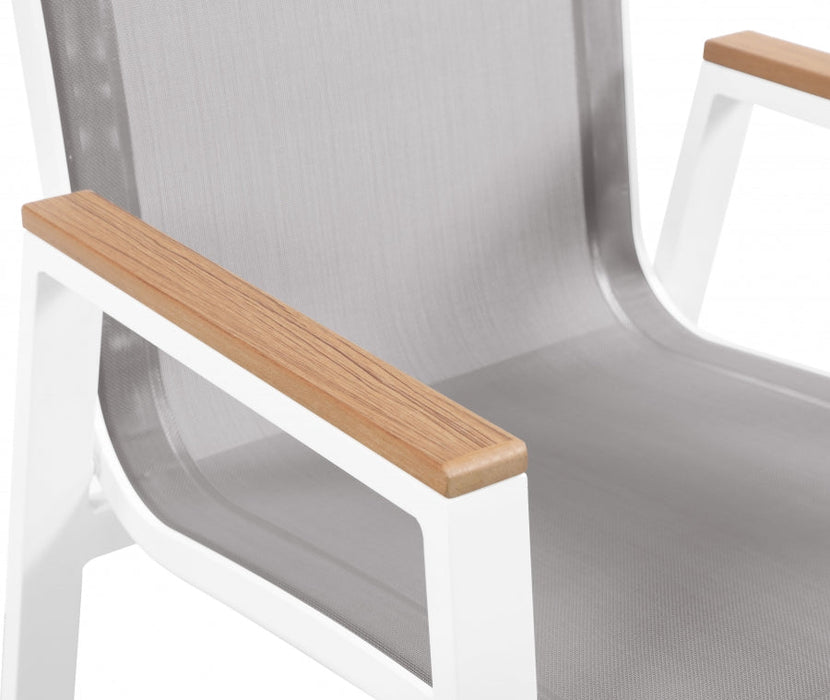 [HOT DEAL] Nizuc Mesh / Aluminum / Polywood Grey Outdoor Patio Aluminum Mesh Dining Arm Chair (Set of 2)