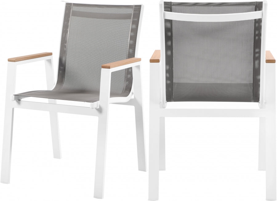 [HOT DEAL] Nizuc Mesh / Aluminum / Polywood Grey Outdoor Patio Aluminum Mesh Dining Arm Chair (Set of 2)
