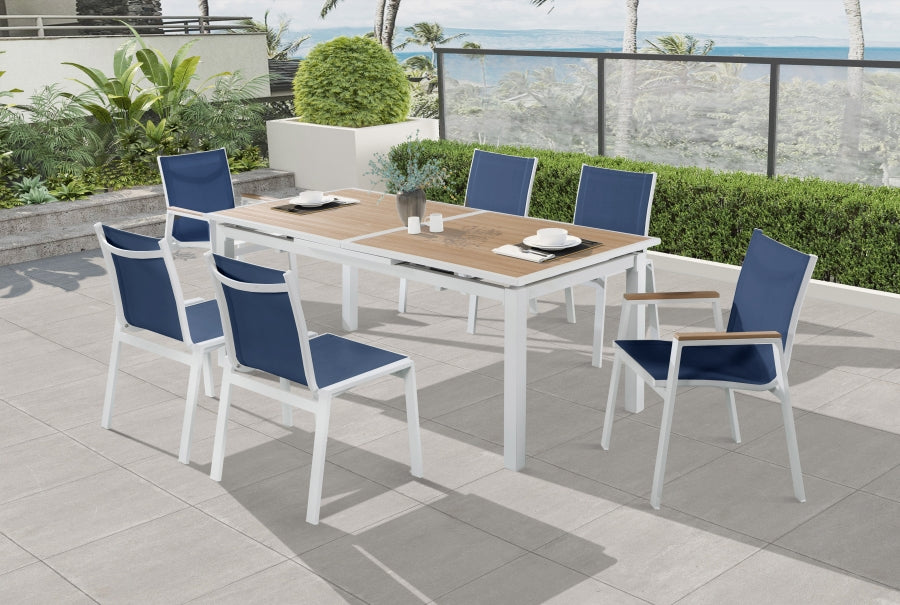 [HOT DEAL] Nizuc Mesh / Aluminum / Polywood Navy Outdoor Patio Aluminum Mesh Dining Arm Chair (Set of 2)