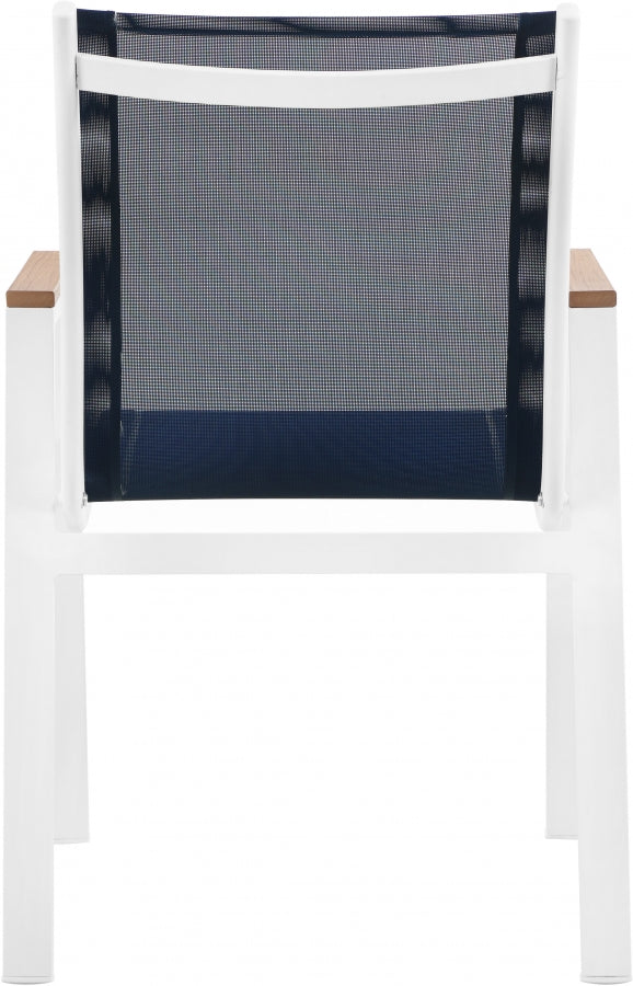 [HOT DEAL] Nizuc Mesh / Aluminum / Polywood Navy Outdoor Patio Aluminum Mesh Dining Arm Chair (Set of 2)