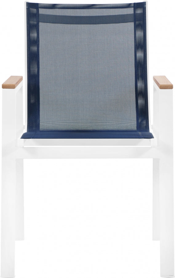 [HOT DEAL] Nizuc Mesh / Aluminum / Polywood Navy Outdoor Patio Aluminum Mesh Dining Arm Chair (Set of 2)