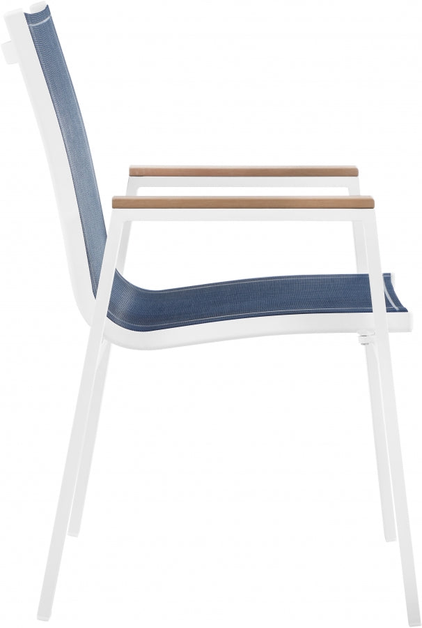 [HOT DEAL] Nizuc Mesh / Aluminum / Polywood Navy Outdoor Patio Aluminum Mesh Dining Arm Chair (Set of 2)