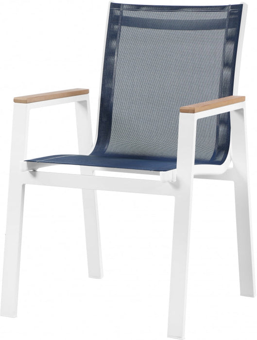[HOT DEAL] Nizuc Mesh / Aluminum / Polywood Navy Outdoor Patio Aluminum Mesh Dining Arm Chair (Set of 2)