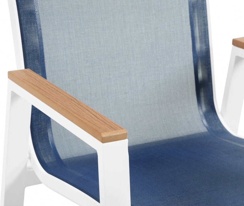 [HOT DEAL] Nizuc Mesh / Aluminum / Polywood Navy Outdoor Patio Aluminum Mesh Dining Arm Chair (Set of 2)