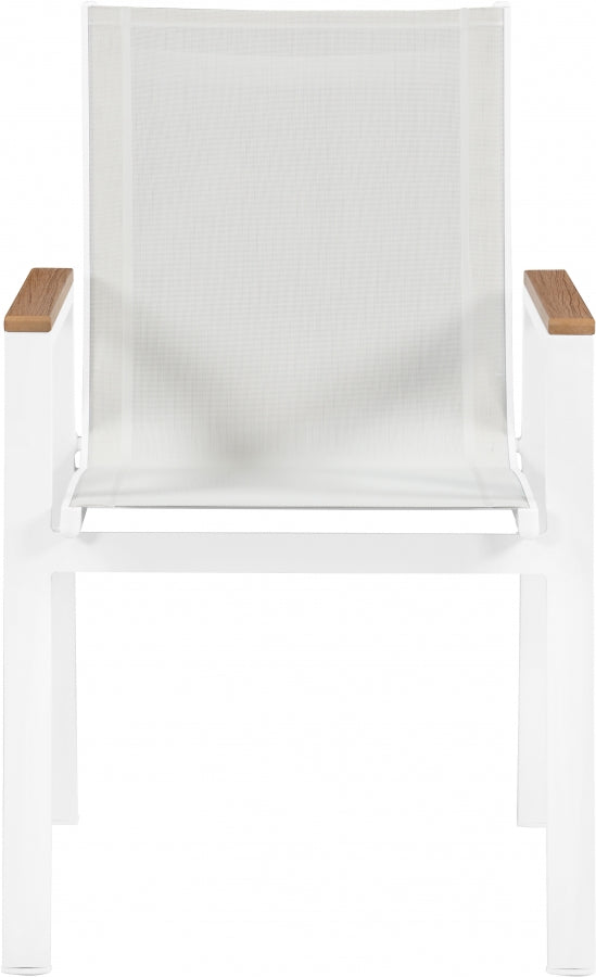 [HOT DEAL] Nizuc Mesh / Aluminum / Polywood White Outdoor Patio Aluminum Mesh Dining Arm Chair (Set of 2)