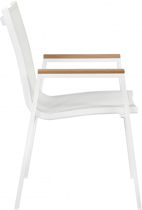 [HOT DEAL] Nizuc Mesh / Aluminum / Polywood White Outdoor Patio Aluminum Mesh Dining Arm Chair (Set of 2)