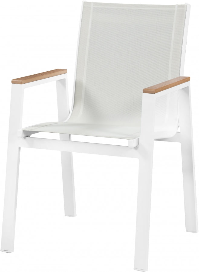 [HOT DEAL] Nizuc Mesh / Aluminum / Polywood White Outdoor Patio Aluminum Mesh Dining Arm Chair (Set of 2)