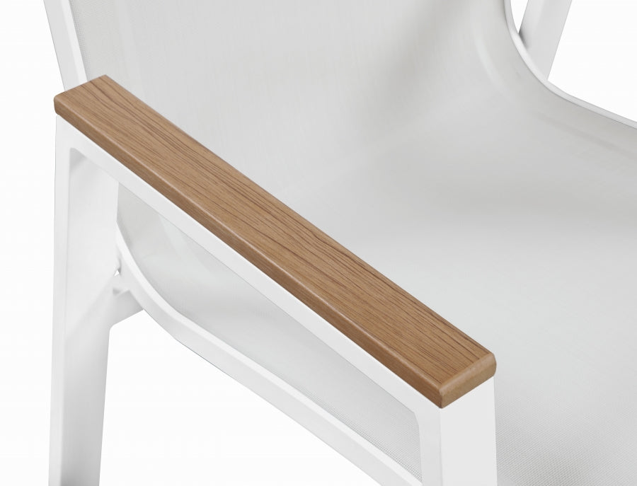 [HOT DEAL] Nizuc Mesh / Aluminum / Polywood White Outdoor Patio Aluminum Mesh Dining Arm Chair (Set of 2)