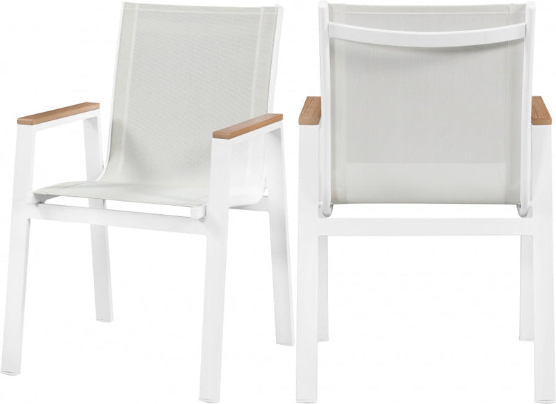 [HOT DEAL] Nizuc Mesh / Aluminum / Polywood White Outdoor Patio Aluminum Mesh Dining Arm Chair (Set of 2)
