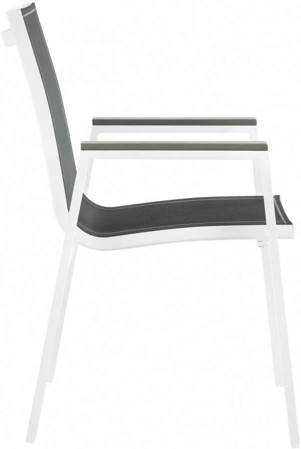 [HOT DEAL] Nizuc Mesh / Aluminum / Polywood Black Outdoor Patio Aluminum Mesh Dining Arm Chair (Set of 2)