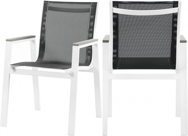 [HOT DEAL] Nizuc Mesh / Aluminum / Polywood Black Outdoor Patio Aluminum Mesh Dining Arm Chair (Set of 2)