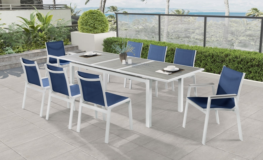 [HOT DEAL] Nizuc Mesh / Aluminum / Polywood Navy Outdoor Patio Aluminum Mesh Dining Arm Chair (Set of 2)