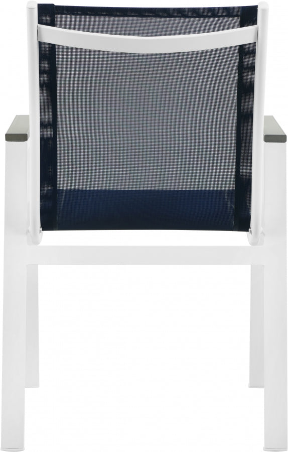 [HOT DEAL] Nizuc Mesh / Aluminum / Polywood Navy Outdoor Patio Aluminum Mesh Dining Arm Chair (Set of 2)