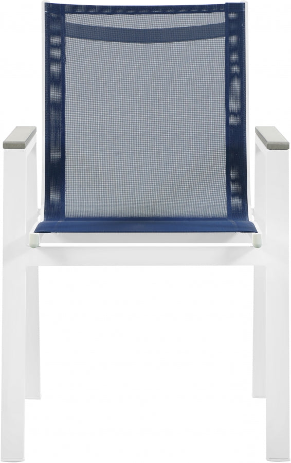 [HOT DEAL] Nizuc Mesh / Aluminum / Polywood Navy Outdoor Patio Aluminum Mesh Dining Arm Chair (Set of 2)