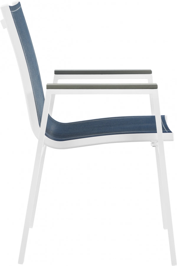 [HOT DEAL] Nizuc Mesh / Aluminum / Polywood Navy Outdoor Patio Aluminum Mesh Dining Arm Chair (Set of 2)