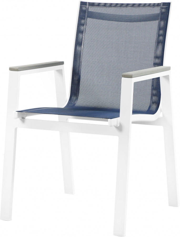 [HOT DEAL] Nizuc Mesh / Aluminum / Polywood Navy Outdoor Patio Aluminum Mesh Dining Arm Chair (Set of 2)