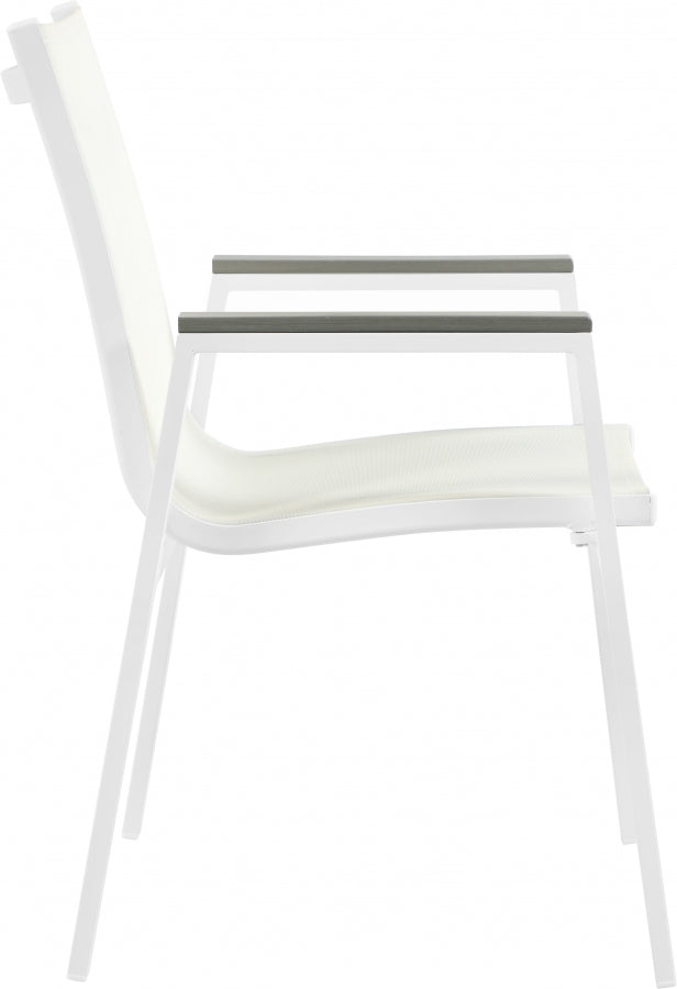[HOT DEAL] Nizuc Mesh / Aluminum / Polywood White Outdoor Patio Aluminum Mesh Dining Arm Chair (Set of 2)