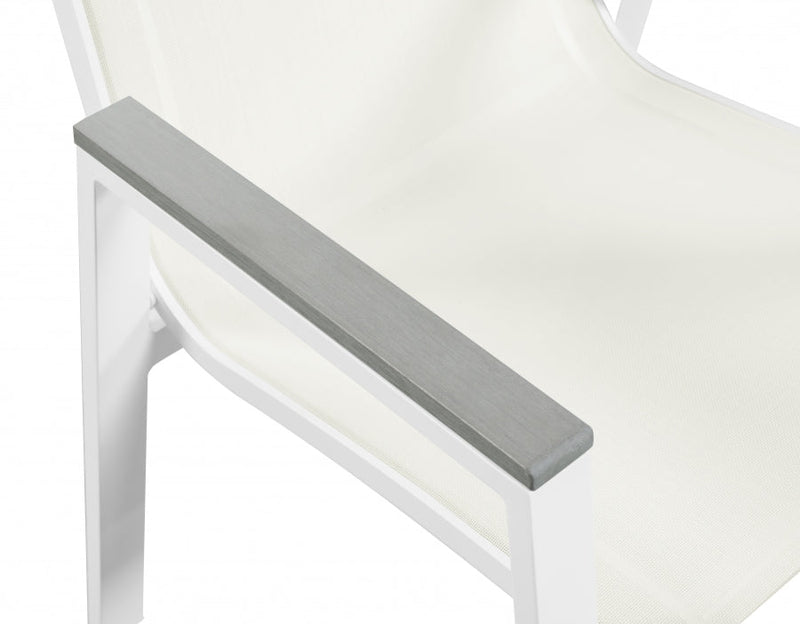 [HOT DEAL] Nizuc Mesh / Aluminum / Polywood White Outdoor Patio Aluminum Mesh Dining Arm Chair (Set of 2)