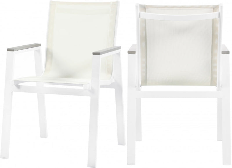 [HOT DEAL] Nizuc Mesh / Aluminum / Polywood White Outdoor Patio Aluminum Mesh Dining Arm Chair (Set of 2)