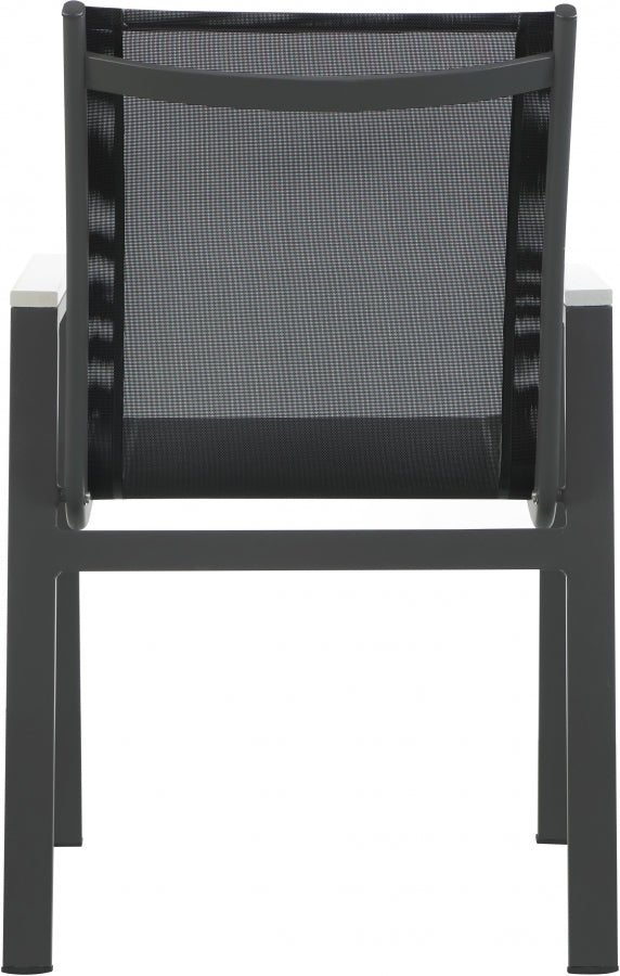 [HOT DEAL] Nizuc Mesh / Aluminum / Polywood Black Outdoor Patio Aluminum Mesh Dining Arm Chair (Set of 2)