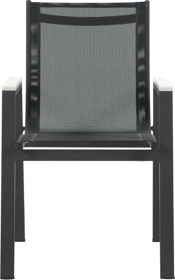[HOT DEAL] Nizuc Mesh / Aluminum / Polywood Black Outdoor Patio Aluminum Mesh Dining Arm Chair (Set of 2)