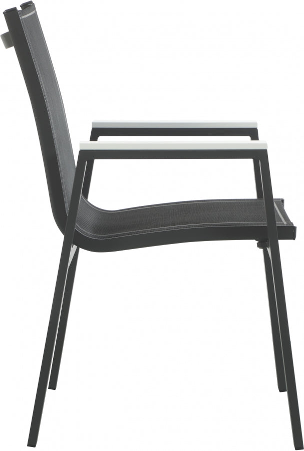 [HOT DEAL] Nizuc Mesh / Aluminum / Polywood Black Outdoor Patio Aluminum Mesh Dining Arm Chair (Set of 2)