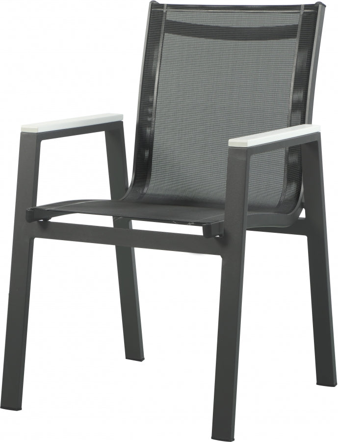 [HOT DEAL] Nizuc Mesh / Aluminum / Polywood Black Outdoor Patio Aluminum Mesh Dining Arm Chair (Set of 2)