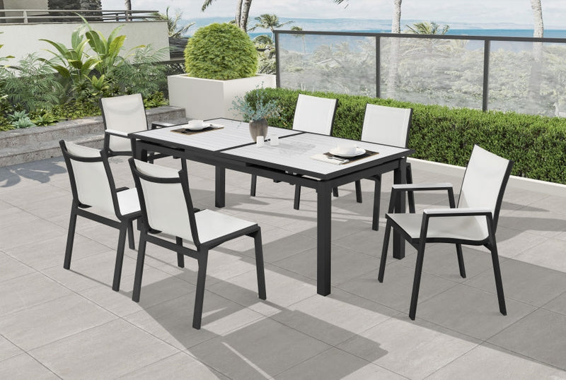 [HOT DEAL] Nizuc Mesh / Aluminum / Polywood White Outdoor Patio Aluminum Mesh Dining Arm Chair (Set of 2)