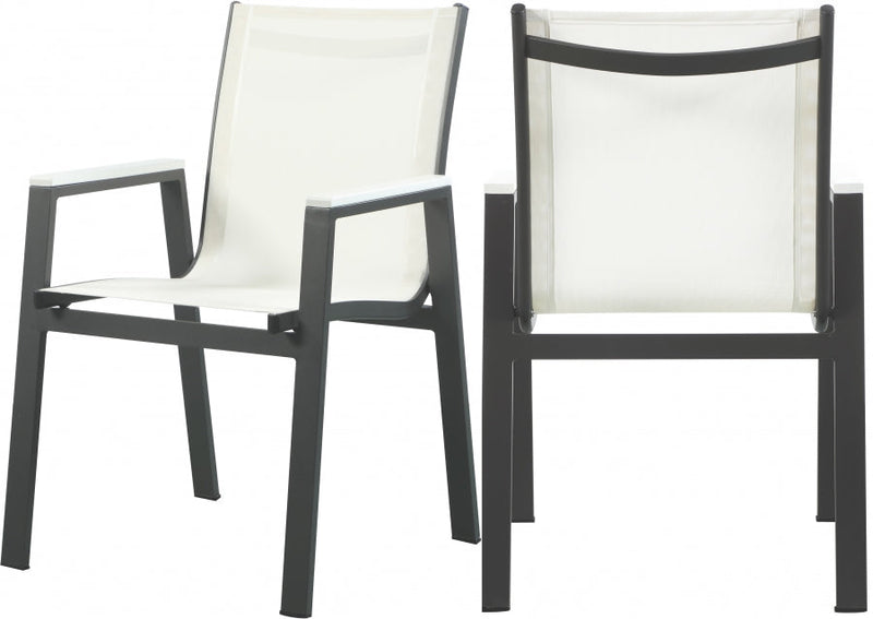 [HOT DEAL] Nizuc Mesh / Aluminum / Polywood White Outdoor Patio Aluminum Mesh Dining Arm Chair (Set of 2)