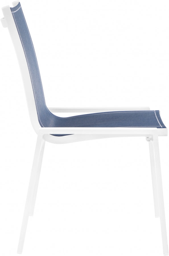 [HOT DEAL] Nizuc Mesh / Aluminum Navy Outdoor Patio Aluminum Mesh Dining Chair (Set of 2)