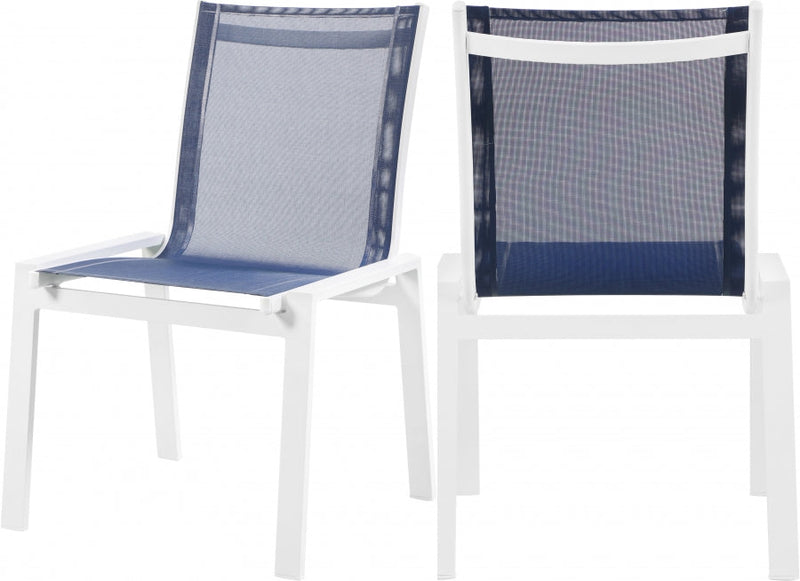 [HOT DEAL] Nizuc Mesh / Aluminum Navy Outdoor Patio Aluminum Mesh Dining Chair (Set of 2)
