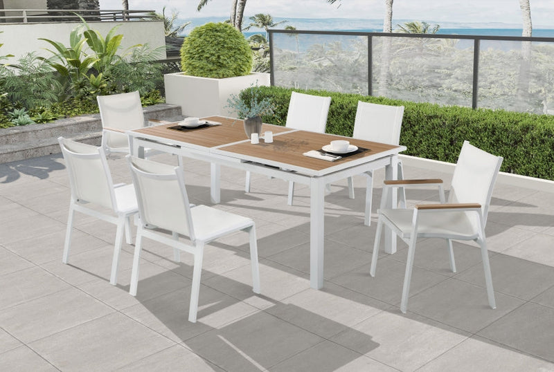 [HOT DEAL] Nizuc Mesh / Aluminum White Outdoor Patio Aluminum Mesh Dining Chair (Set of 2)