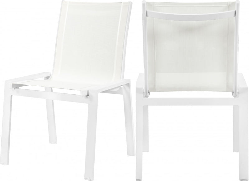 [HOT DEAL] Nizuc Mesh / Aluminum White Outdoor Patio Aluminum Mesh Dining Chair (Set of 2)