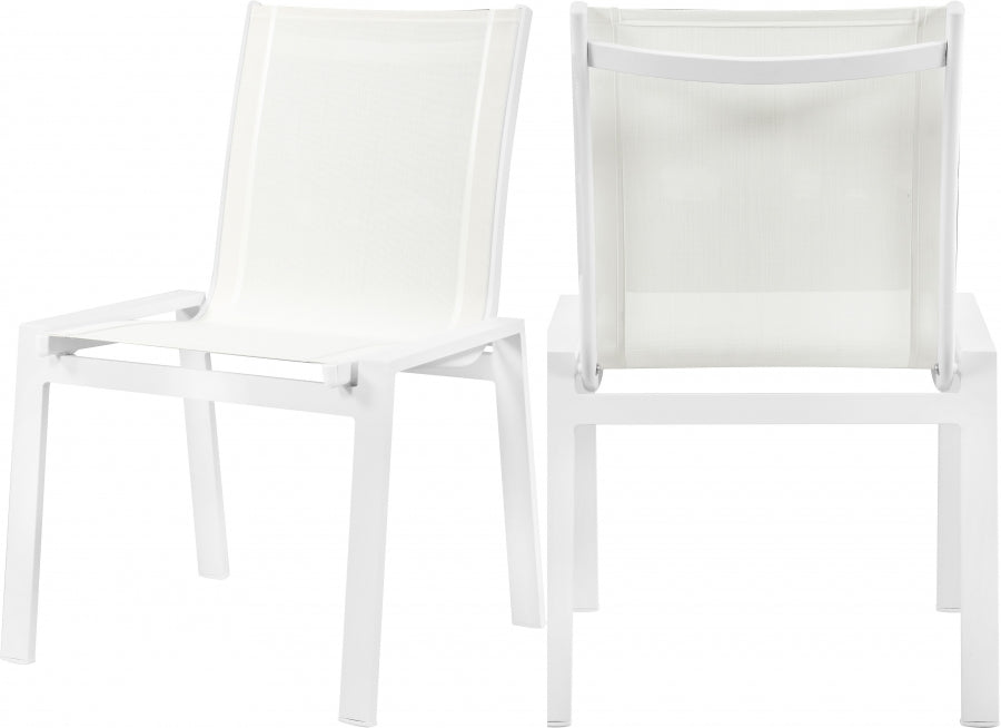 [HOT DEAL] Nizuc Mesh / Aluminum White Outdoor Patio Aluminum Mesh Dining Chair (Set of 2)