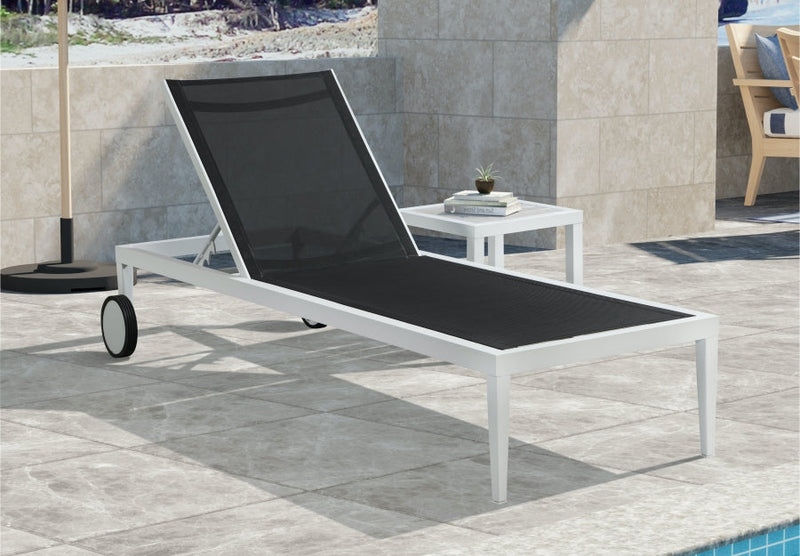 [HOT DEAL] Nizuc Mesh / Aluminum Black Outdoor Patio Aluminum Mesh Chaise Lounge Chair